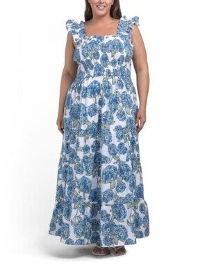 LEA Plus Ruched Top Hydrangea Maxi Dress